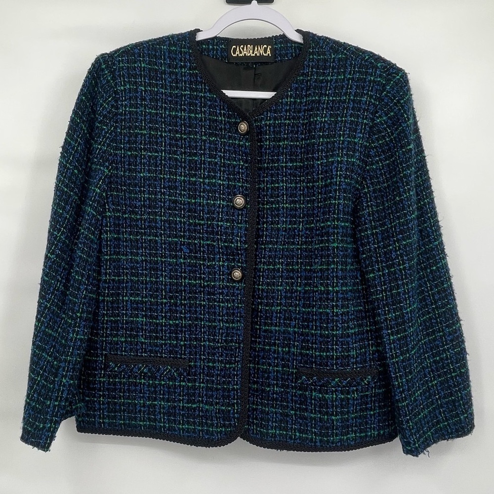 Vintage Casablanca blue black tweed jacket